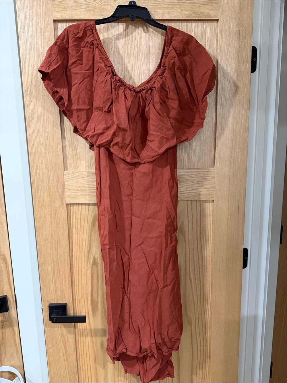 Zara Rust Off-Shoulder Maxi Dress